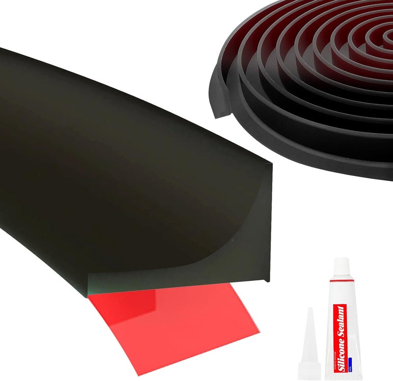 DLYYPLUS Store Shower Threshold Water Dam Barrier 39", Silicone Sealant Included, Collapsible Self-Adhesive Water Blocker, Shower Door Water Stopper for Floor Bathroom Kitchen Bathtub Sink - Image 1